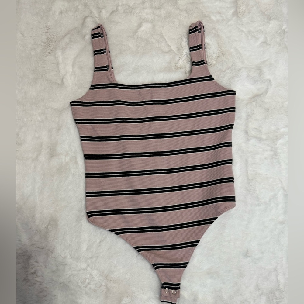 Express Pink and Black Striped Top